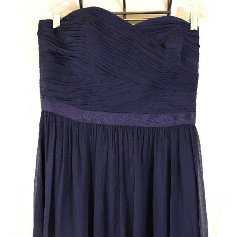 Boden Navy Blue Long Strapless Sweetheart Formal Bridesmaid Dress 10 100% silk